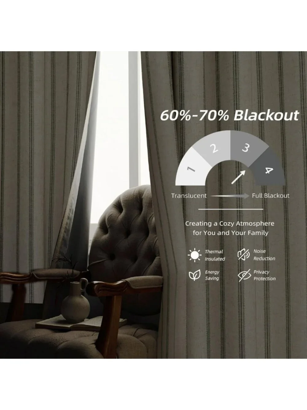 Farmhouse Striped Blackout Curtains 84